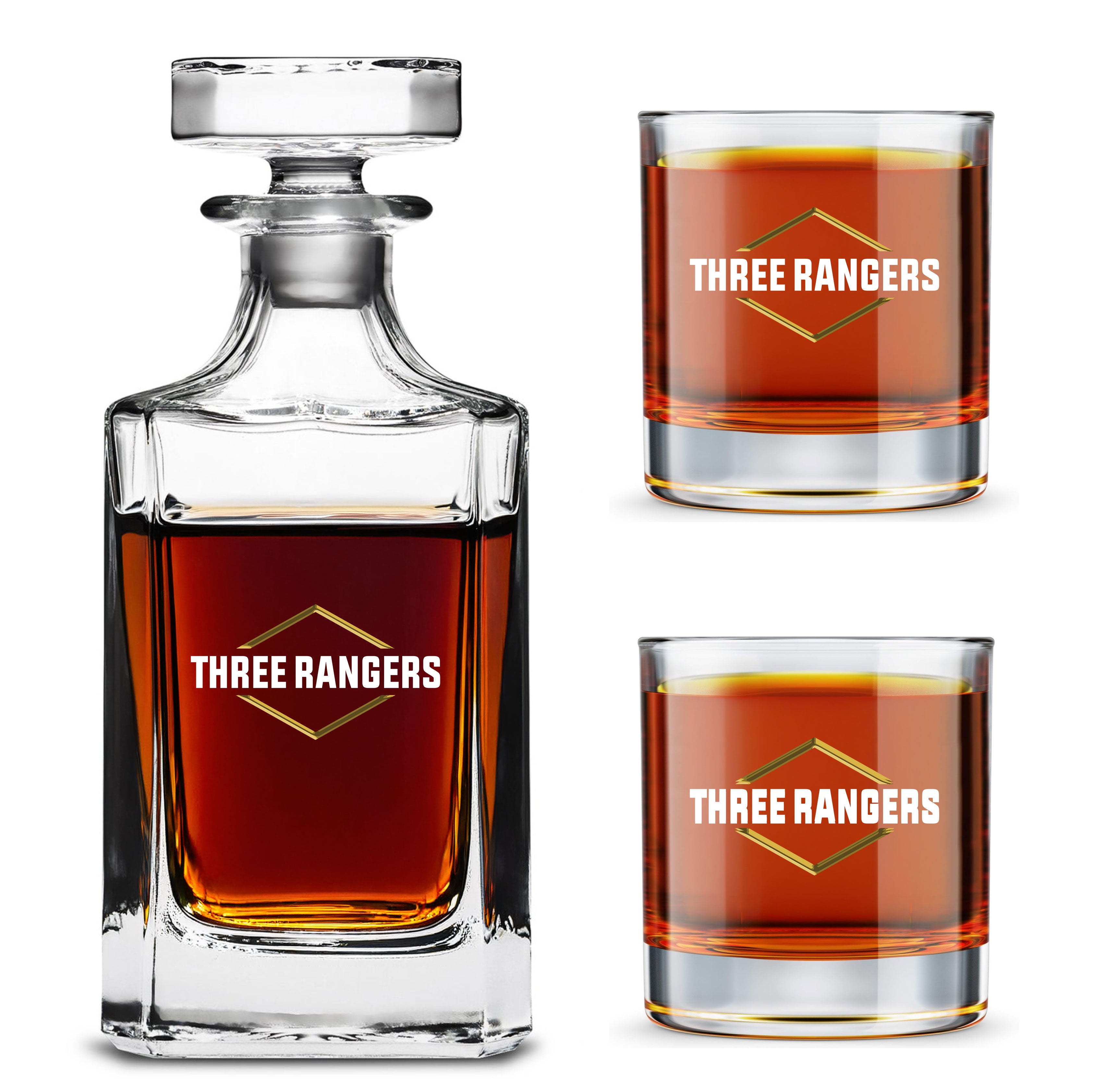 Three Rangers Logo Printed Decanter Set