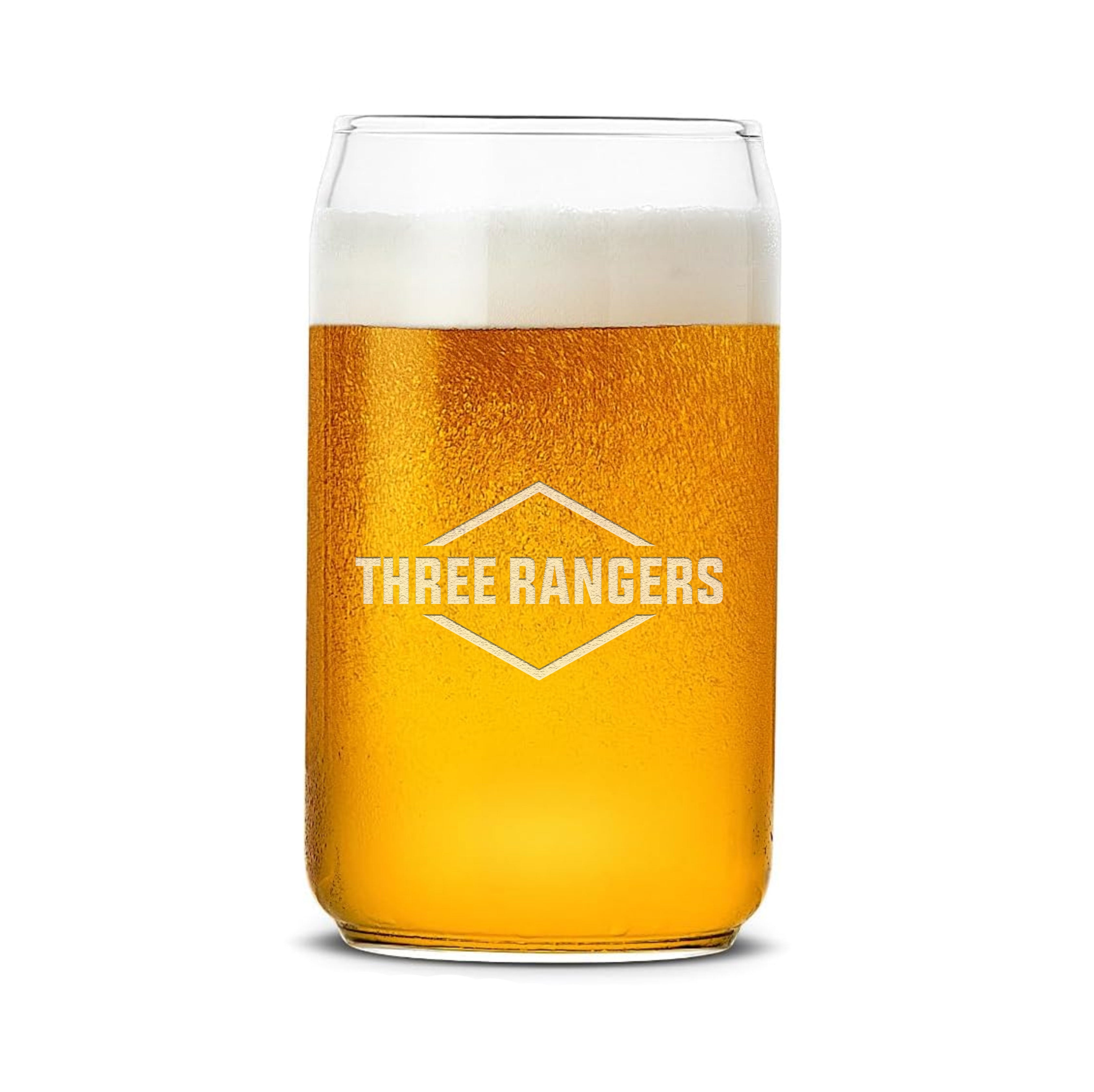 Three Rangers Logo Laser Engraved Beer Can Glass Set