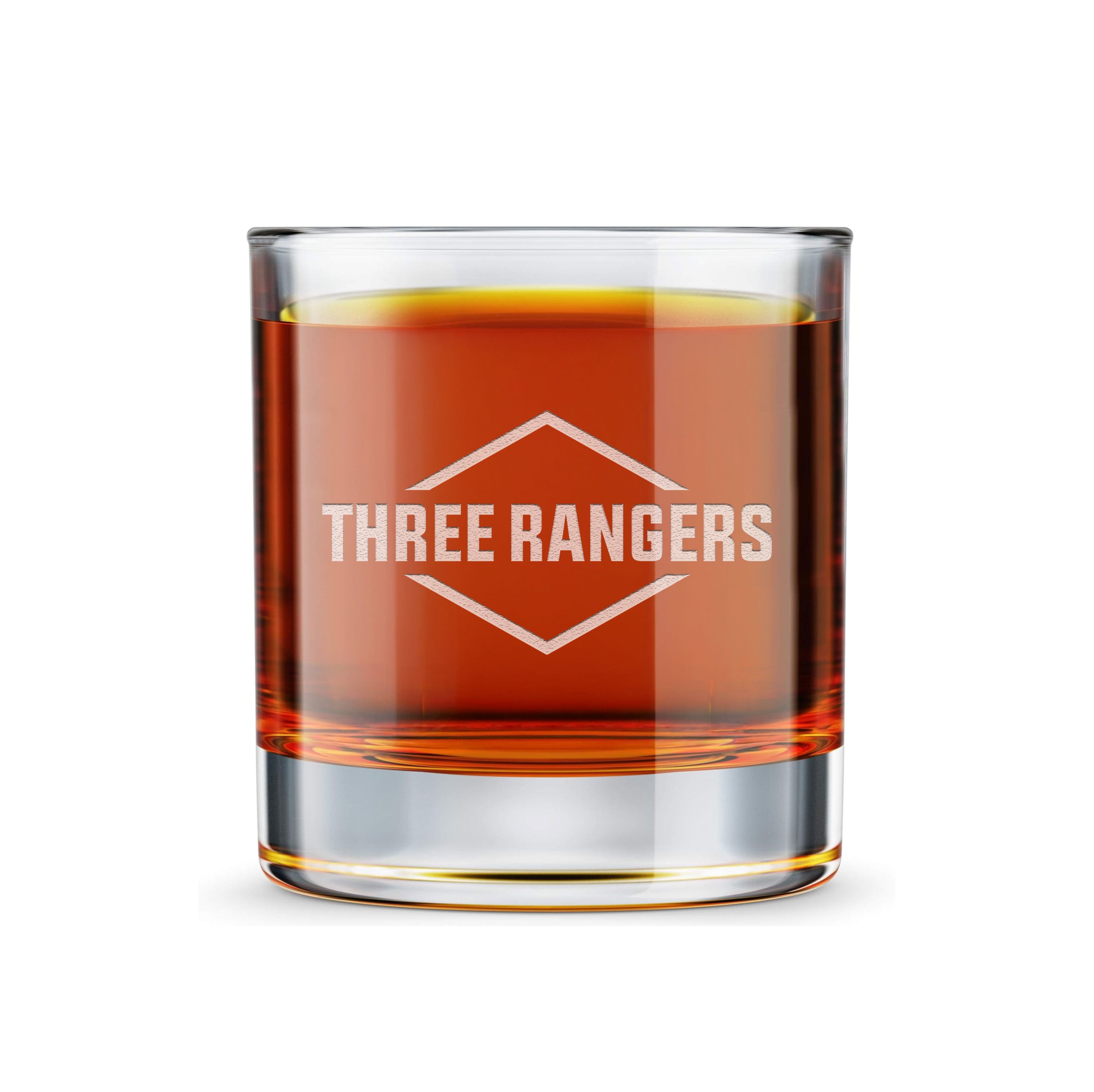 Three Rangers Logo Laser Engraved Whiskey Glass Set